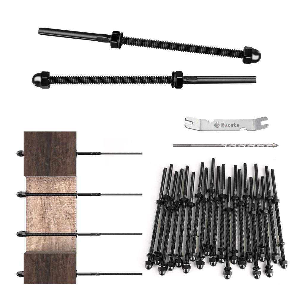 20 Pack 1/8" Black Cable Railing Hardware Kit Hand Swage Threaded Stud Tensio...