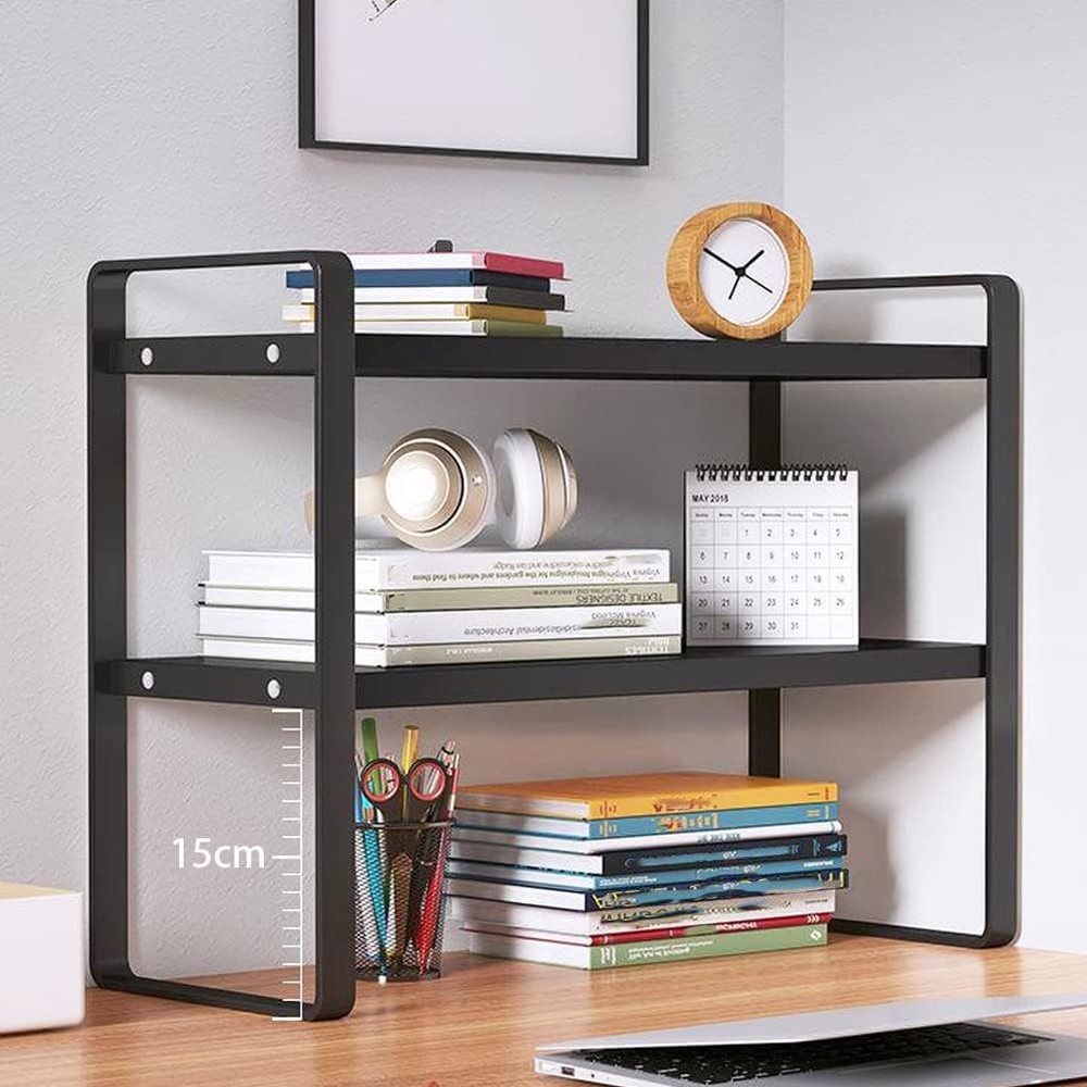 Desktop Organizer Shelf Office Storage Rack Computer Desk Bookshelf Adjustable