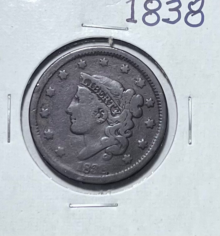 1838 coronet large cent