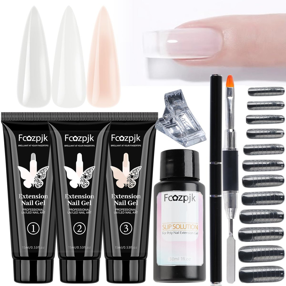 Poly Extension Gel Nail Kit Builder, with Slip Solution Dual Nail Forms,Home Set