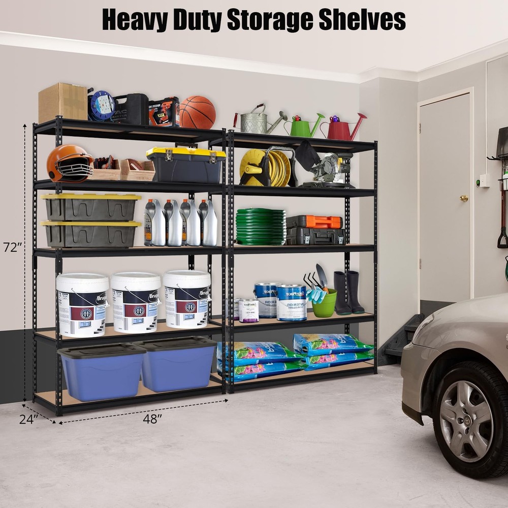 Storage Shelving Unit ,5-Tier Metal Adjustable Garage Storage Rack 2000 lbs Load