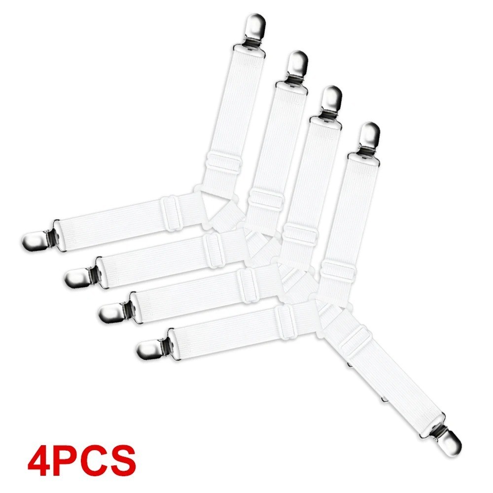 4 Pack Adjustable Bed Sheet Holder Straps Fitted Sheet Clips Fasteners Grips