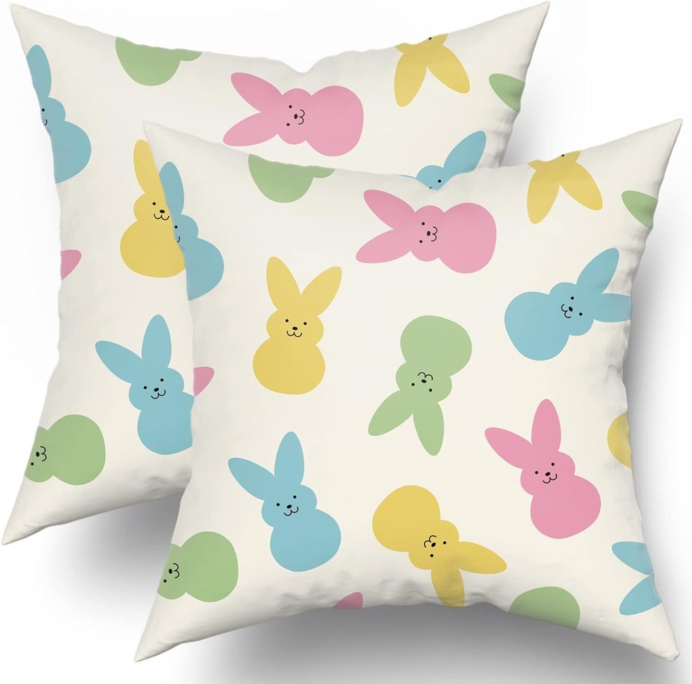 Spring Easter Pillow Covers 18" x (Pack of 2), Bunny