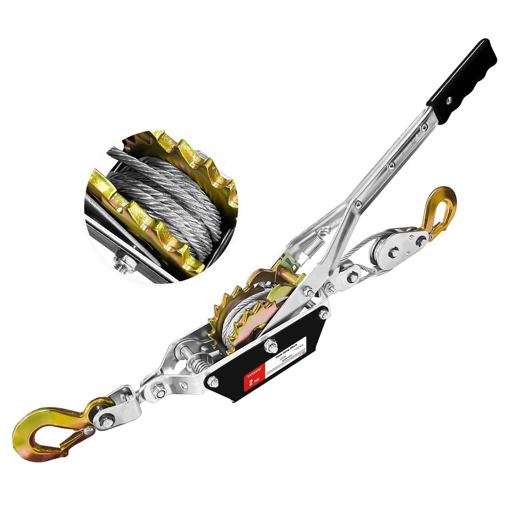 Come Along Winch, 2 Ton (4480 lbs) Pulling Capacity, 7 ft Steel Cable, 2 Hook...