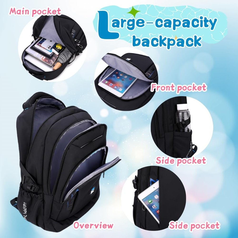 Solid Color Trolley Backpack Schoolbag Middle School Boys Elementary Bag