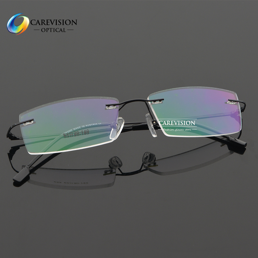 Unisex Memory Titanium Alloy Rimless Eyeglasses Frames Rectangle Glasses RX Able