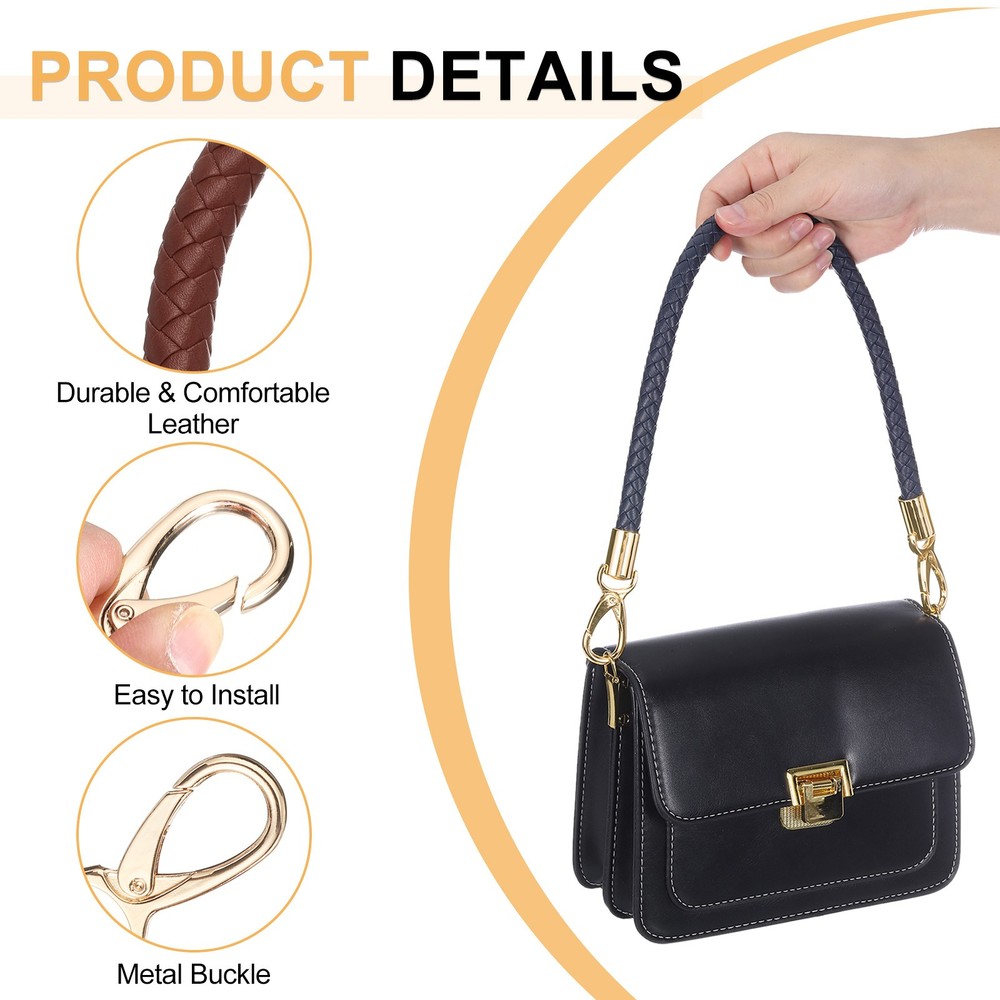 2 Pcs Leather Purse Strap, Braided Purse Replacement, Brown