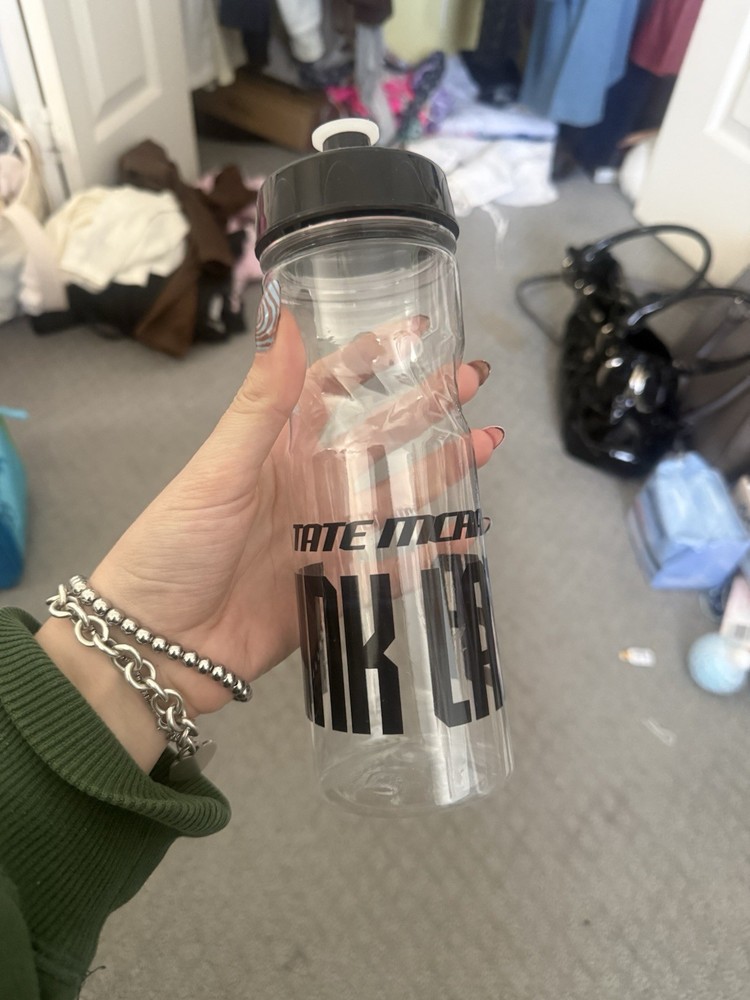 Tate McRae “THINK LATER” Clear Plastic Reusable Water Bottle Push-Pull Black Cap