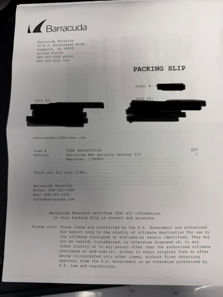 Barracuda Network Firewall Web filter server BYF310a Web Security Gateway