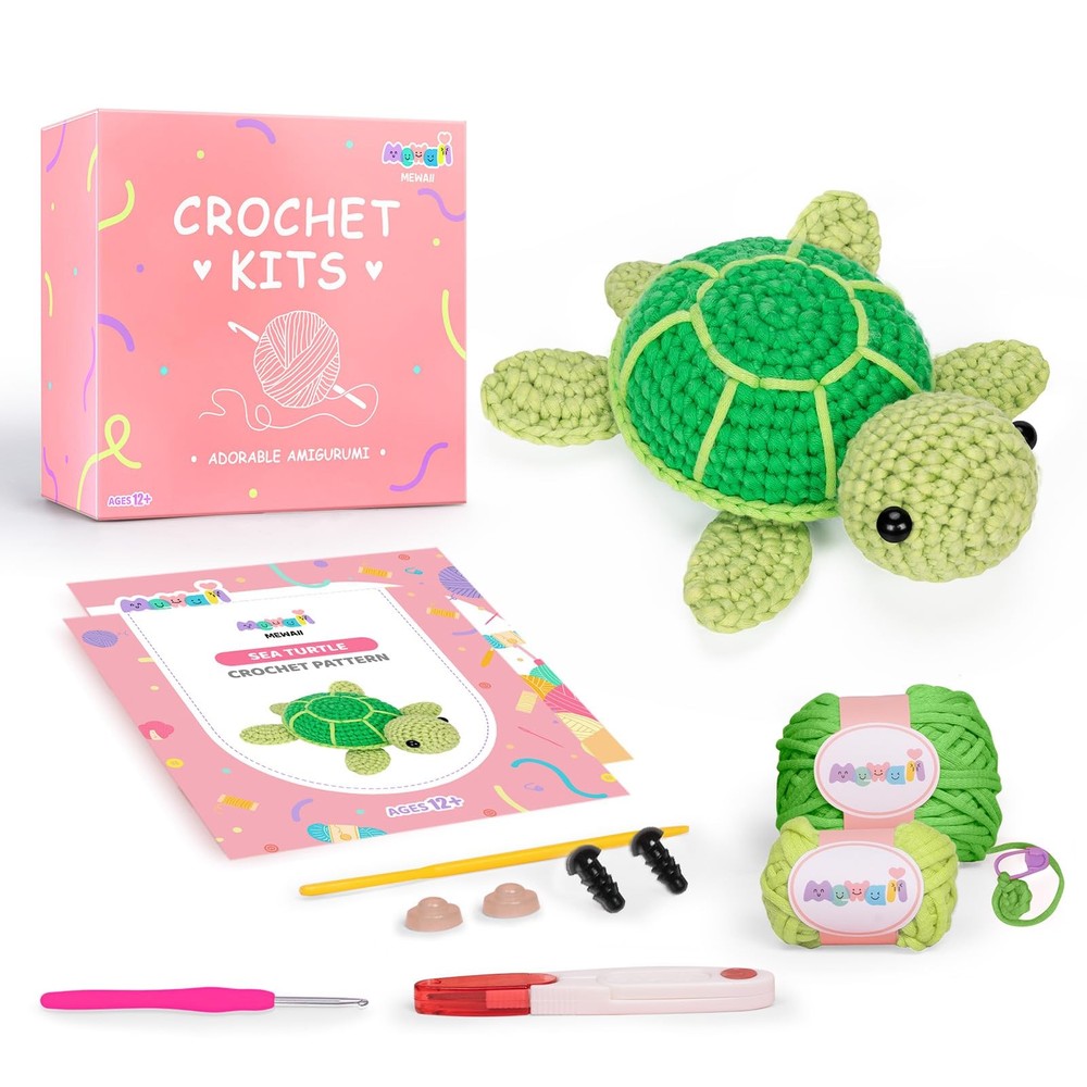 Crochet Kit for Beginners Level 1 with 40% Extra Eco-Friendly Pre-Started Eas...