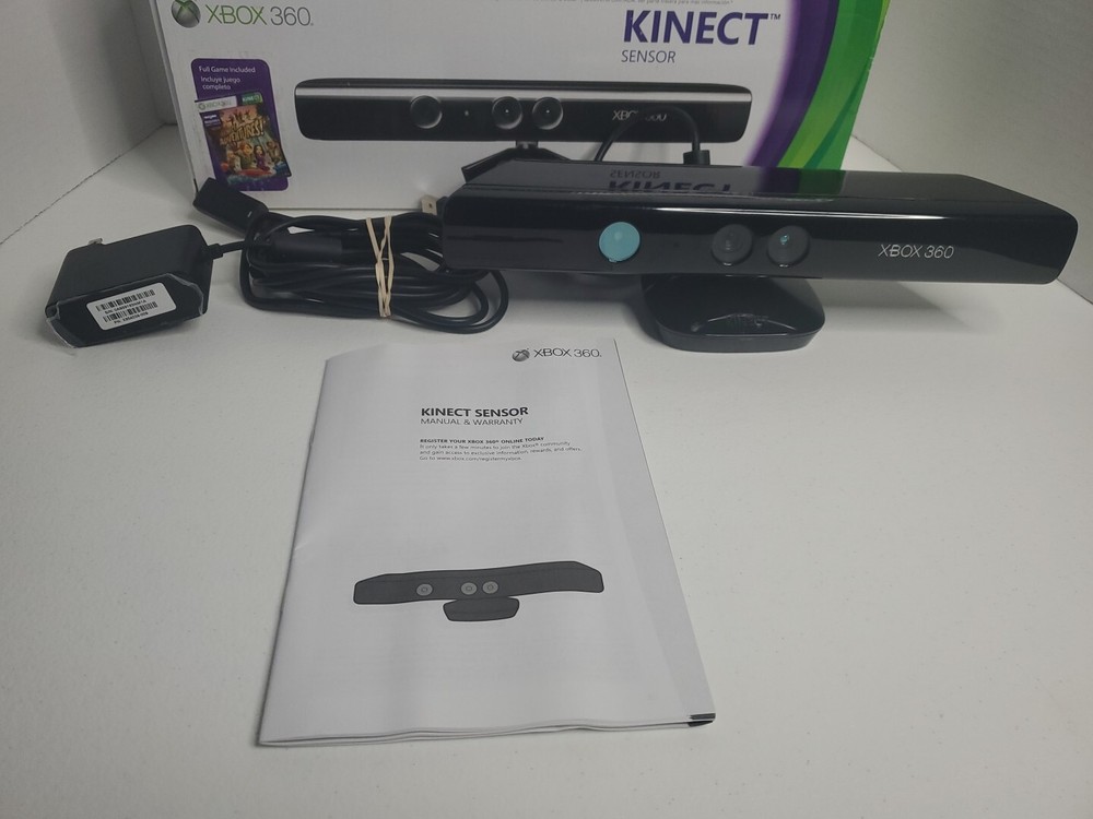 Microsoft Xbox 360 Black Kinect Sensor Bar 1414 In Original Box Great Condition!