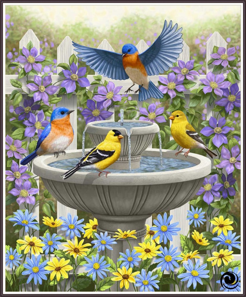 Bird Baths 725  Chart Counted Cross Stitch Pattern