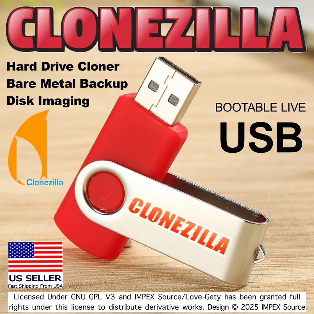 Clonezilla Bootable Live USB Drive Clone, Image Restore Backup For Windows/Linux