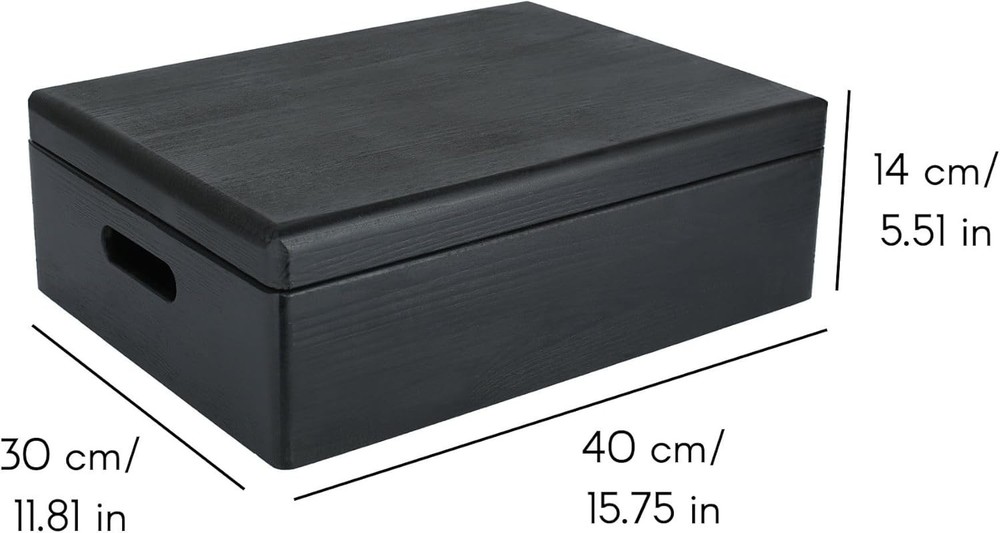 Black Wooden Box XL | Kitchen Document Organizer