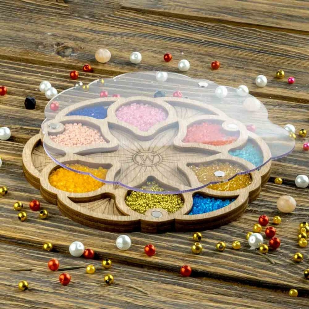 Plywood Bead Organizer Multiple cells Needlework storage organizer