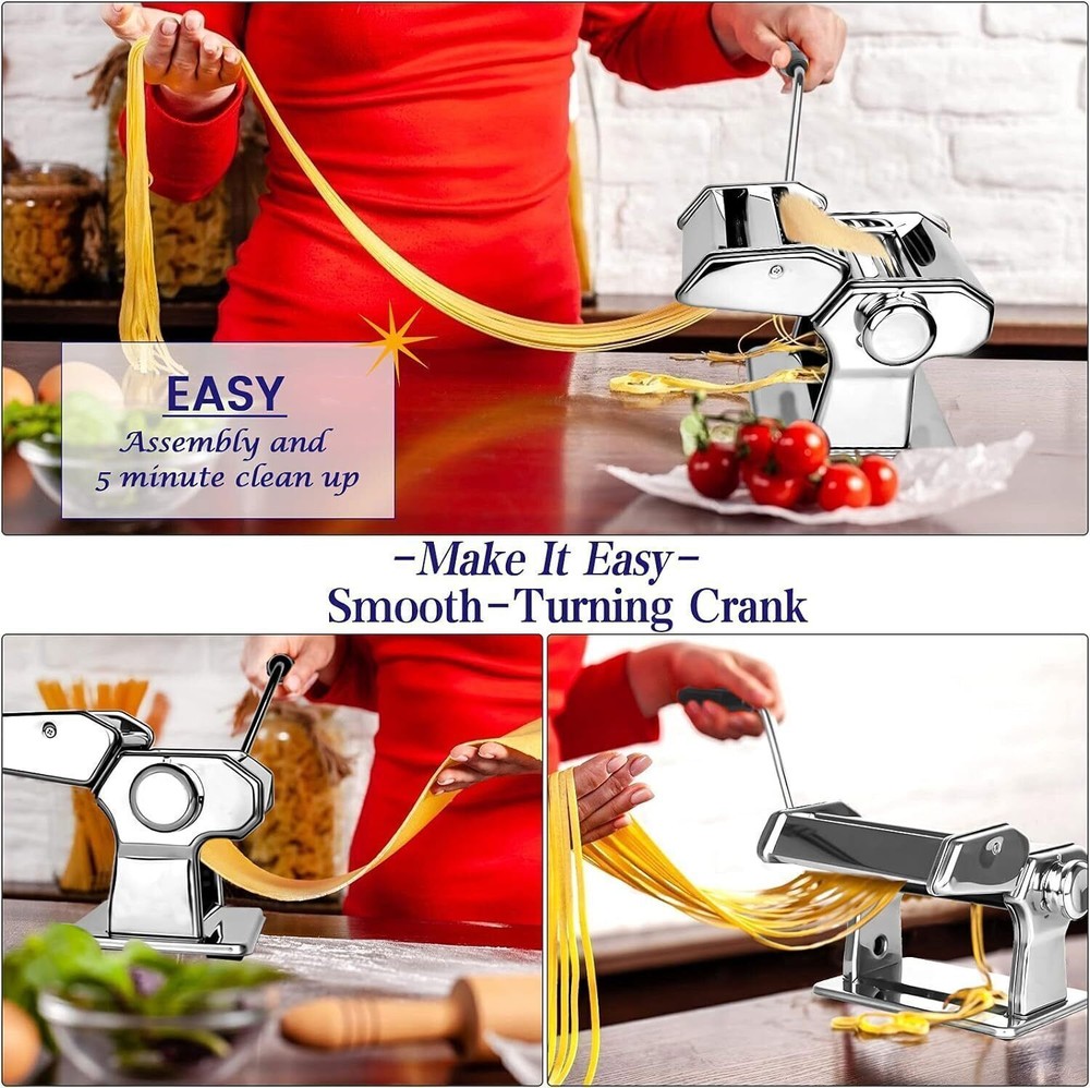Stainless Fresh Pasta Maker Roller Machine for Spaghetti Noodle Kitchen Tool US