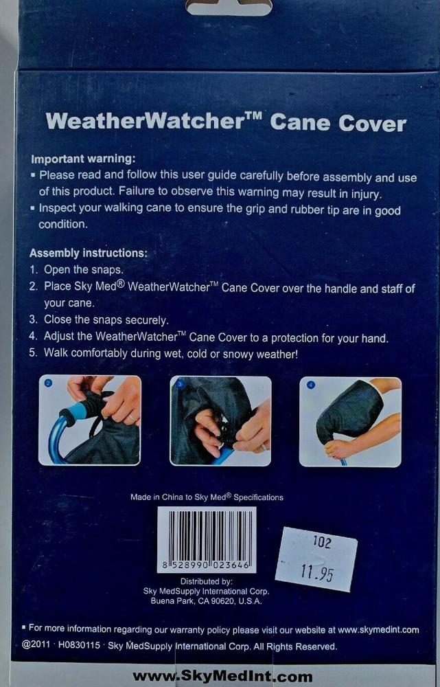 Hand Warming Cane Cover for Keeping Hands Warm and Dry