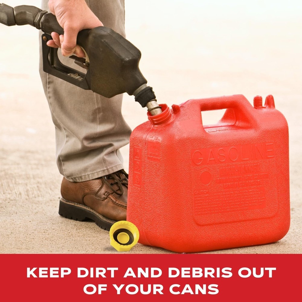 Solid Base Replacement Gas Can Cap - Yellow Coarse Thread Cap to Prevent Fuel...