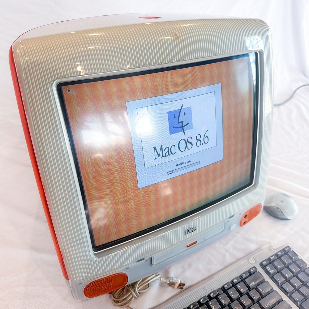Apple iMac G3 Tangerine WORKING with Keyboard, Mouse, Apps, Game, Good condition