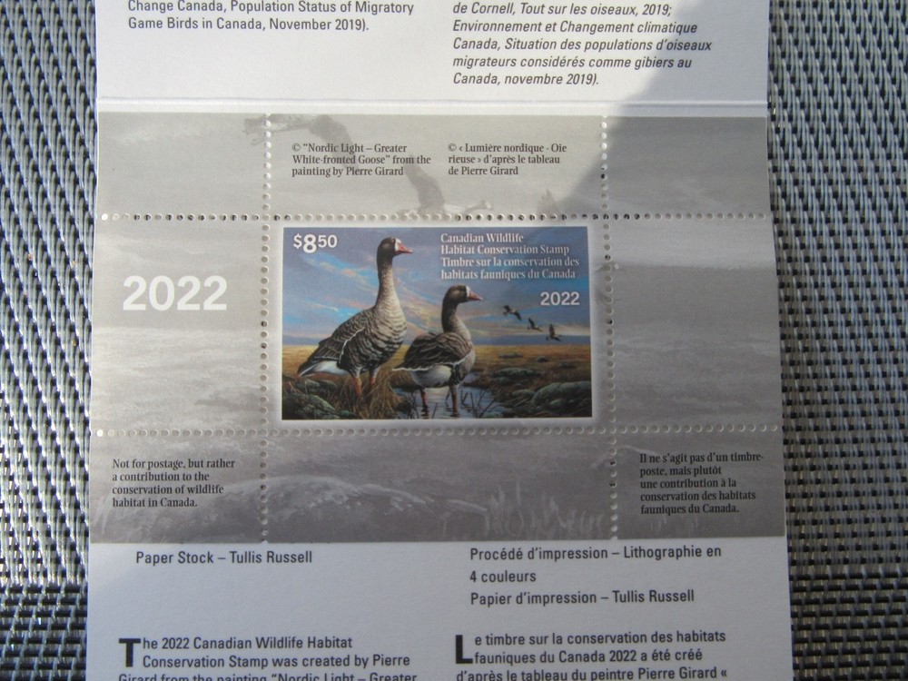 2022 Canada Wildlife Conservation White Fronted Goose BKT D38 MNH
