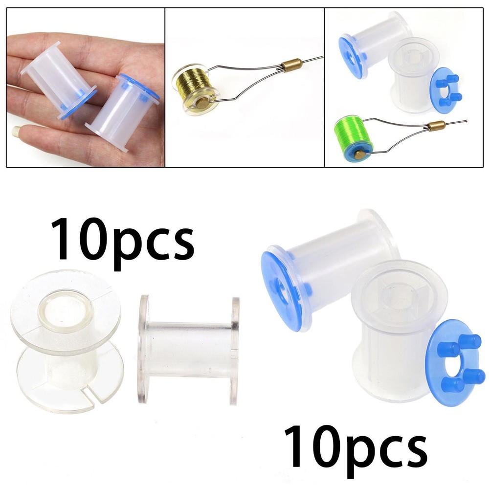 10Pcs Fly Tying Bobbin Spools Kit, Standard Thread Spool Tools Equipment Fly