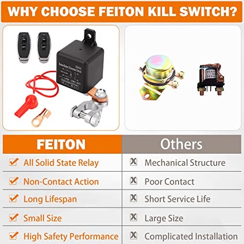 Remote Battery Disconnect Switch 12V Battery Kill Switch for Car Upgraded 200A
