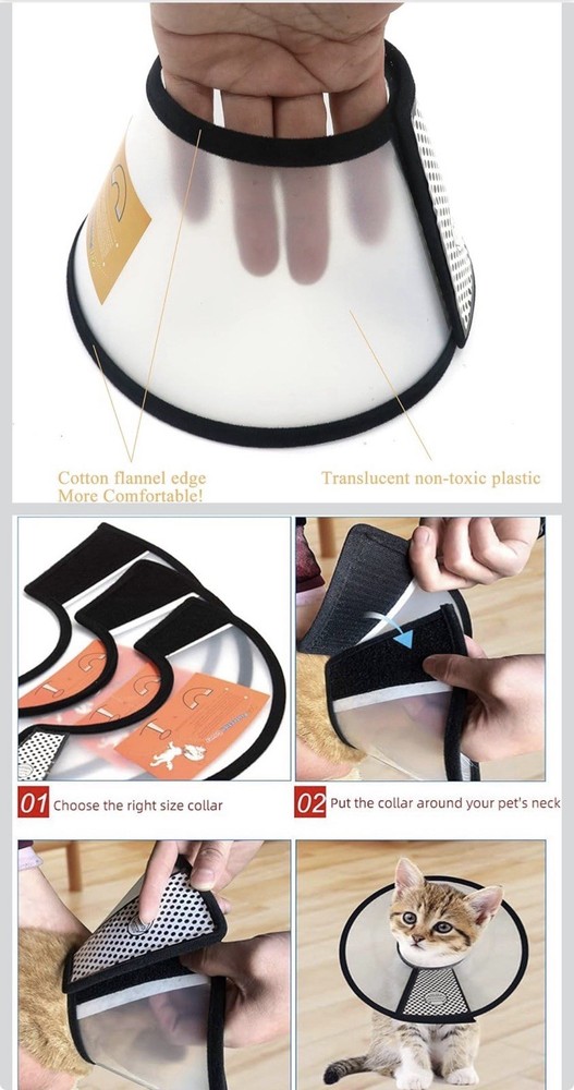 Adjustable Recovery Pet Cone E-Collar for Dogs Plastic Large New