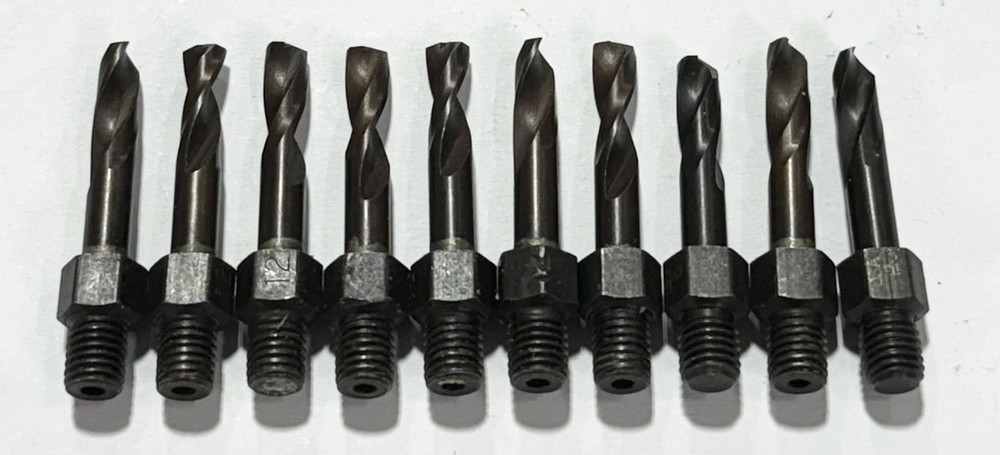 #12 HSS Threaded Shank Drills 1/4"-28 Hex Thread Stub Type B 10 Pack