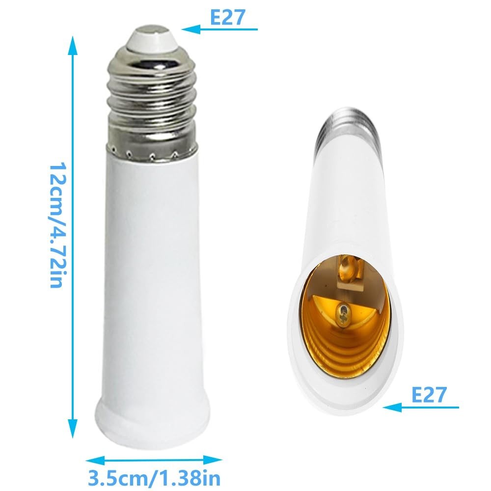 Flame Retardant E26 Socket Extender 3-Pack – 4.72-Inch Adapter for Safe Lighting
