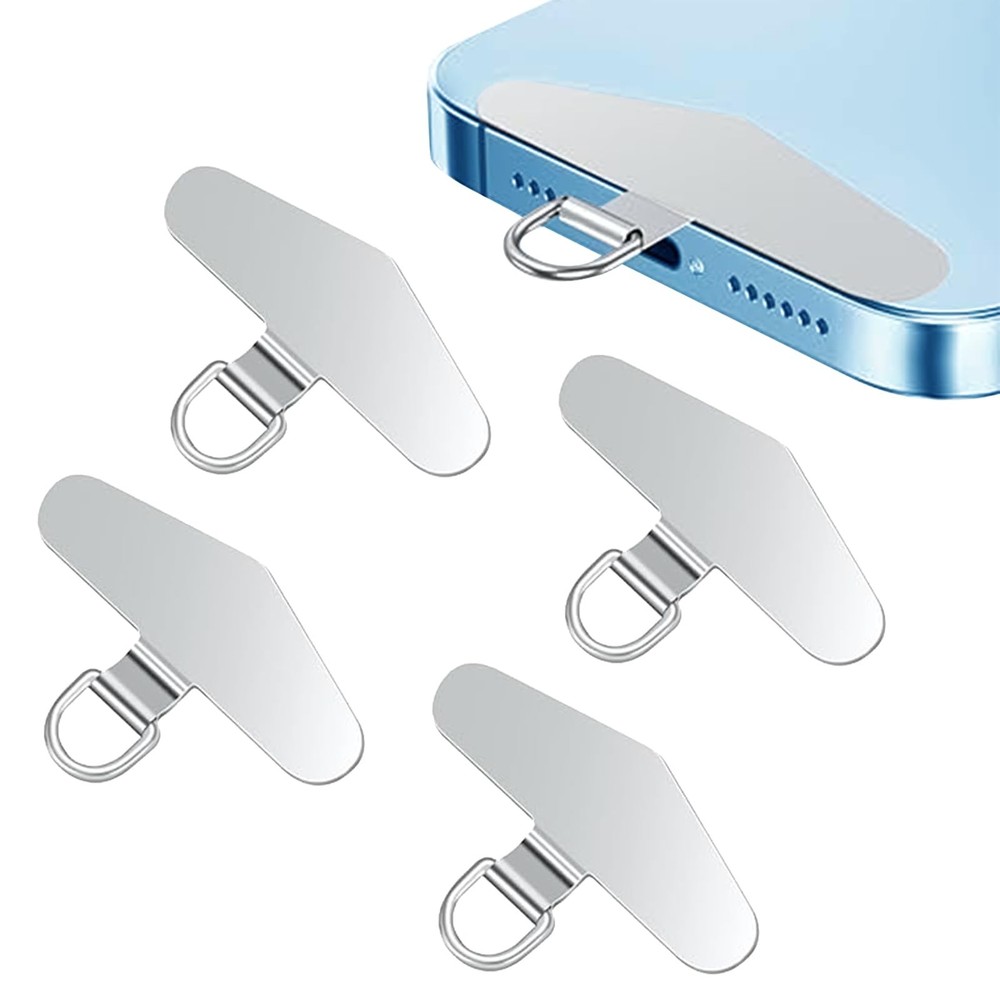 Vestoryyer 4Pcs Phone Tether Tags,Metal Strap NO, White