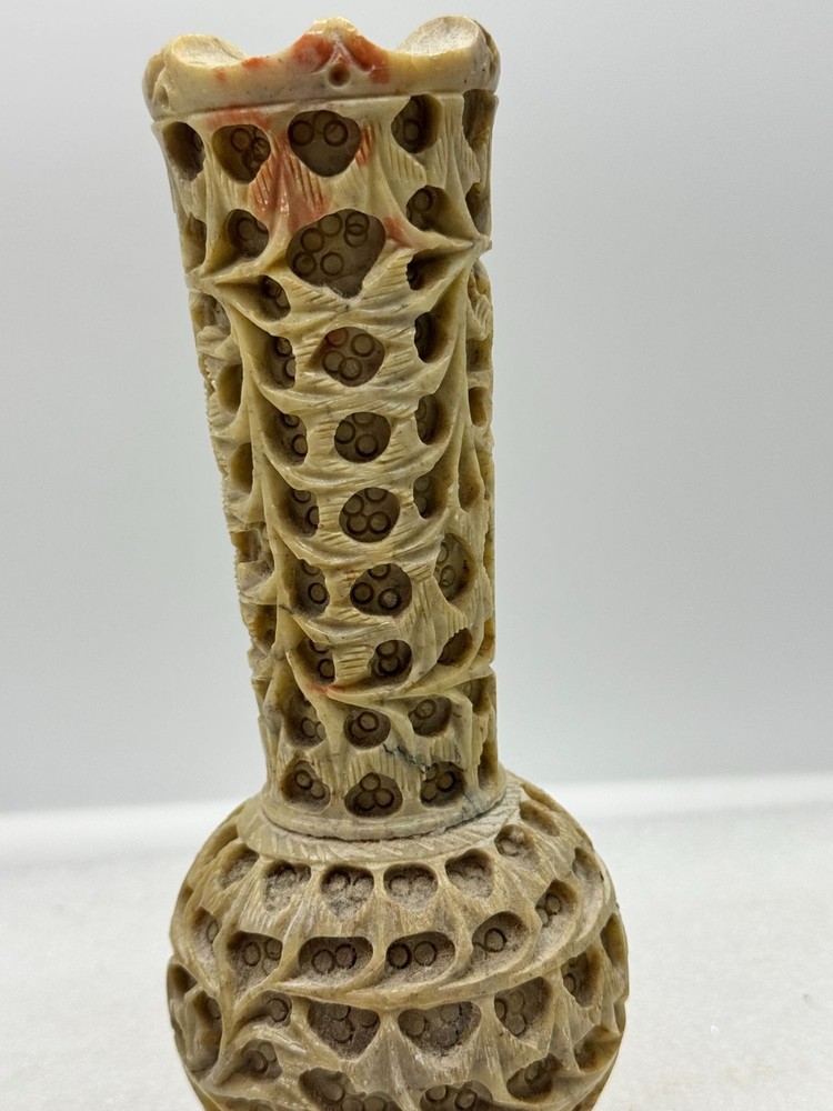 Hand Carved Soapstone Incense Holder Tower Bud Vase
