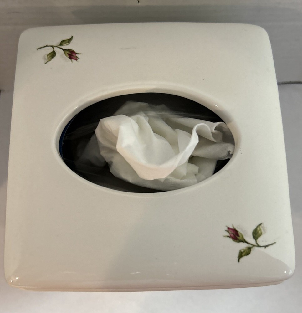 CROSCILL CHAMBORD CERAMIC Rose TISSUE HOLDER