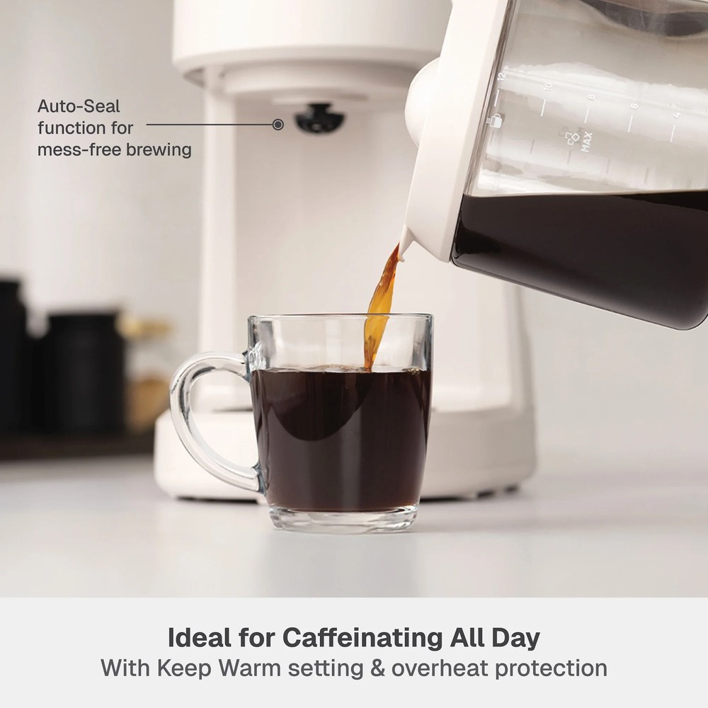 Thyme & Table 12-Cup Programmable Coffee Maker 60oz Sand White