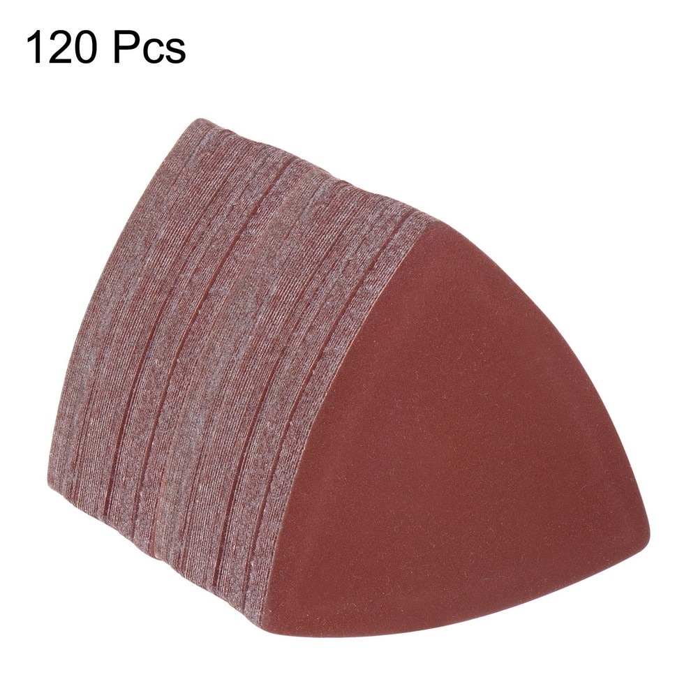 120pcs 400 Grits 80mm Aluminum Oxide Triangular Hook & Loop Sandpapers Pads