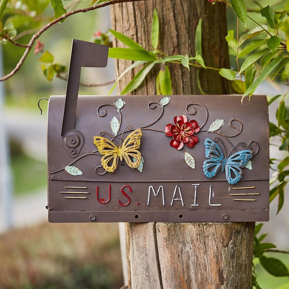 Heavy Duty Mailboxes for Outside, Mail Boxes Post Mount,Decorative Brown