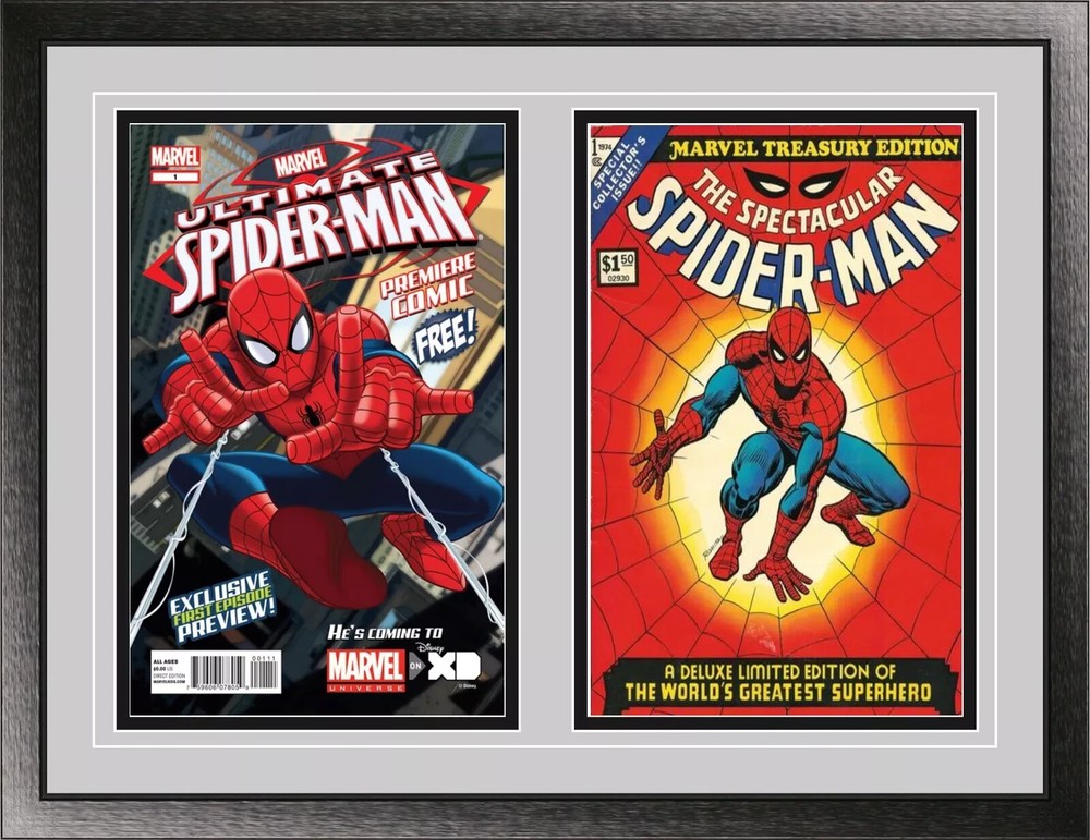 Double Comic Book Frame, Wood Frame for Current/Modern Comics UV Protected Glass
