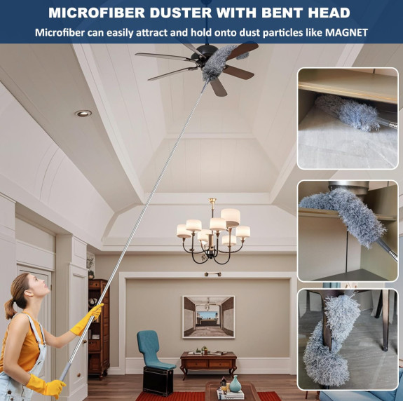 Microfiber Duster Cleaning Brush Dust Cleaner Bendable Handle Soft Extendable