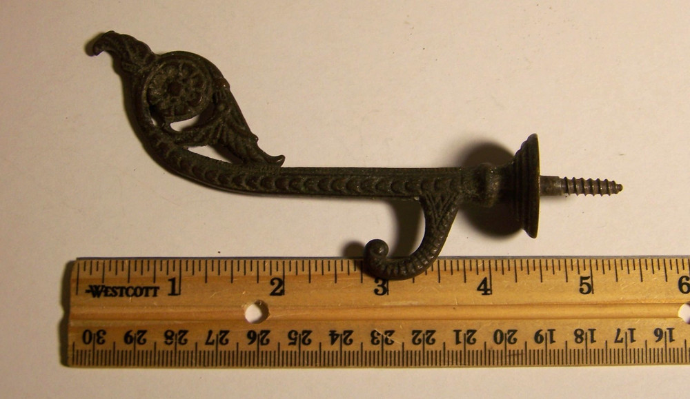 Antique, Coat, Hat Hook, Hall Tree, Wall Mount, Victorian, Brass, 4 1/2"
