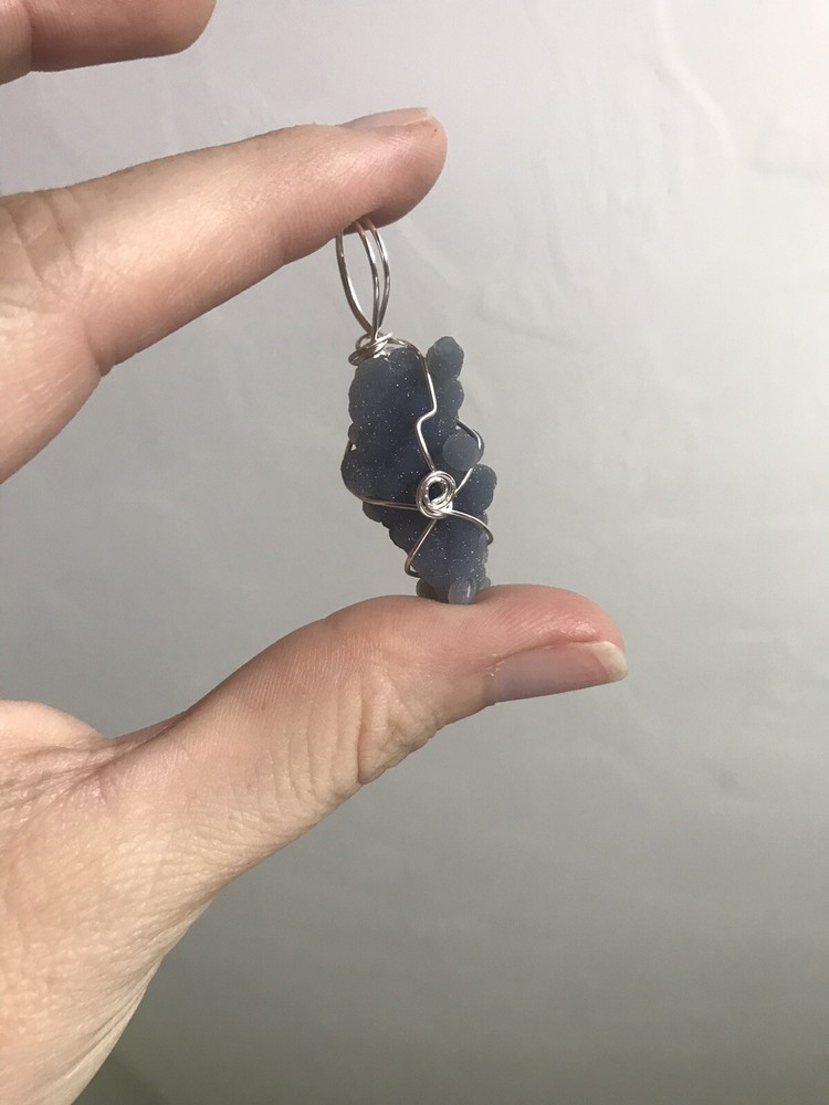 Beautiful Natural Grape Agate Sterling Silver Wrapped Pendant