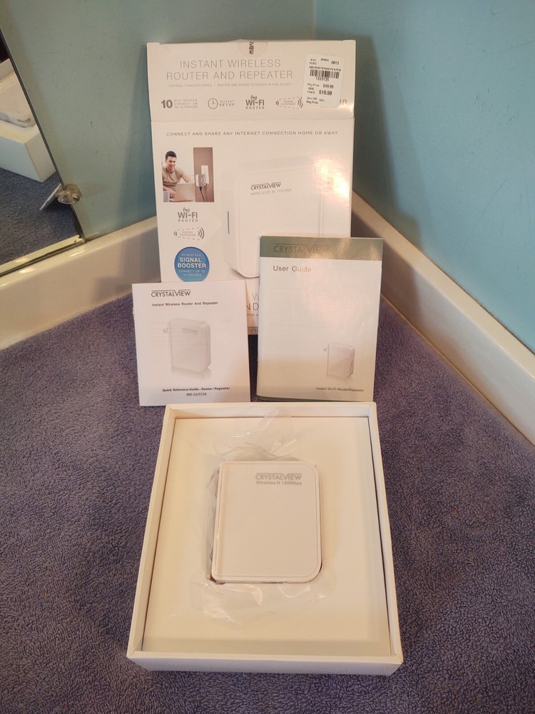 Crystal View Instant Wireless Router and Repeater  Open Box
