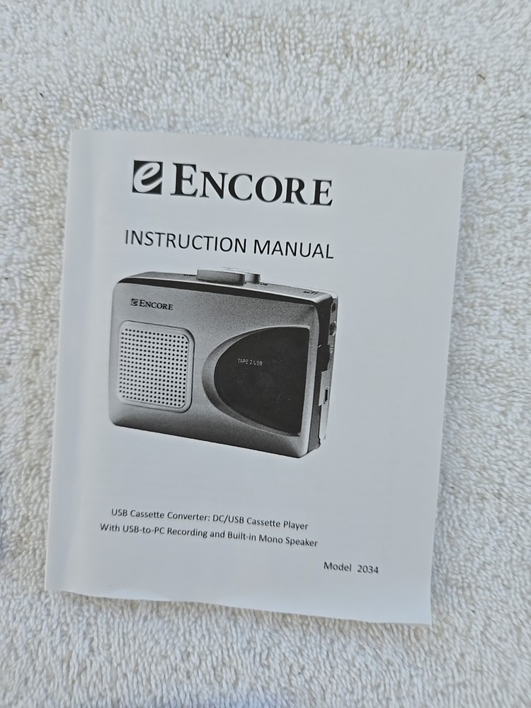 Encore Technology USB Cassette Converter Player Recorder Model No. 2034