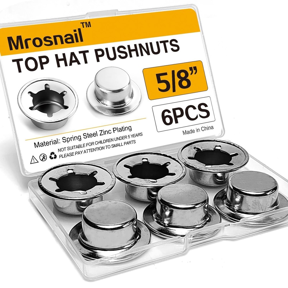 6PCS 5/8” Push Nuts Axle Cap Push on Pushnut Spring Steel Permanent Washer Ca...