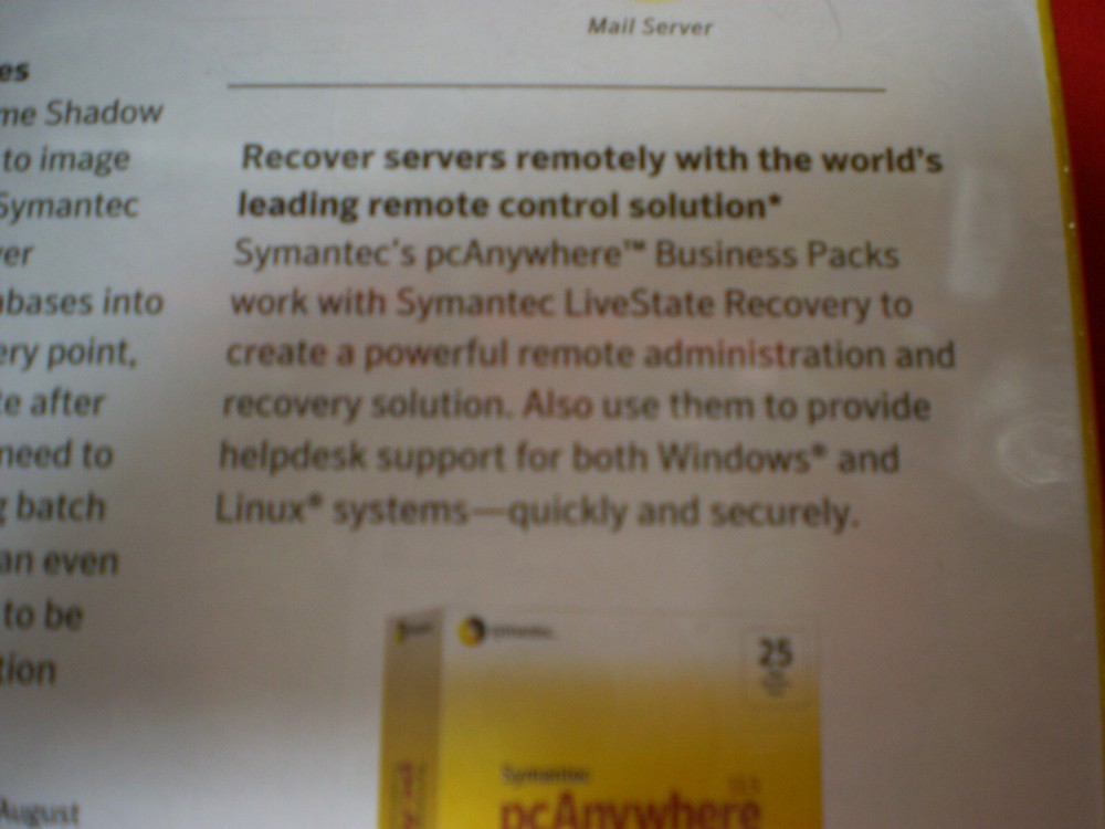 SYMANTEC BACKUP DATA RECOVERY SOFTWARE PC LIVESTATE ADVANCED SERVER V6 1 USER