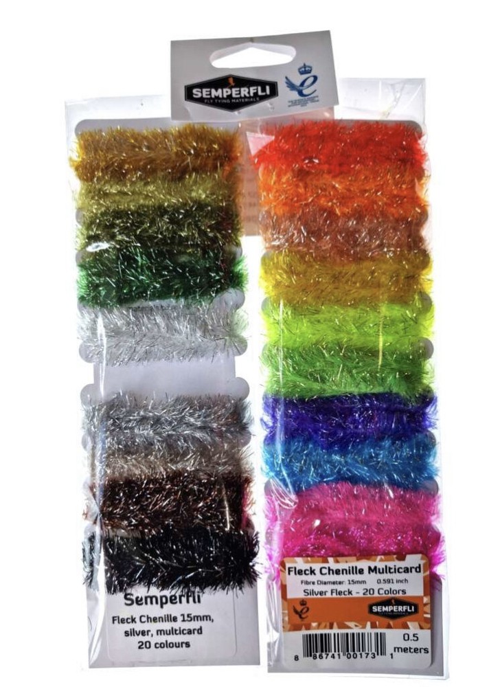 Semperfli Fleck Chenille 15mm Multi Card Silver Fleck 20 Colors