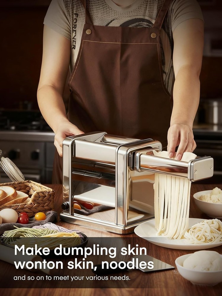 Electric Pasta Maker Machine Stainless Steel 7-Setting Adjustable Thickness
