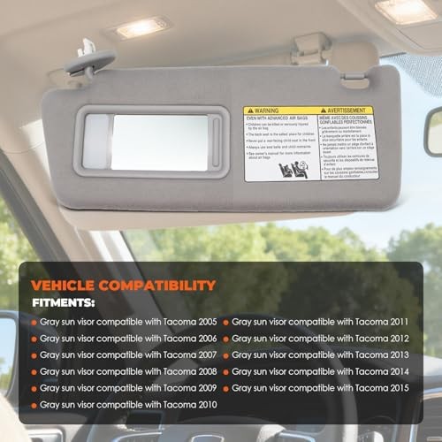 Light Gray Sun Visor Left Driver Compatible with Tacoma 2005 Light Gray (Left)