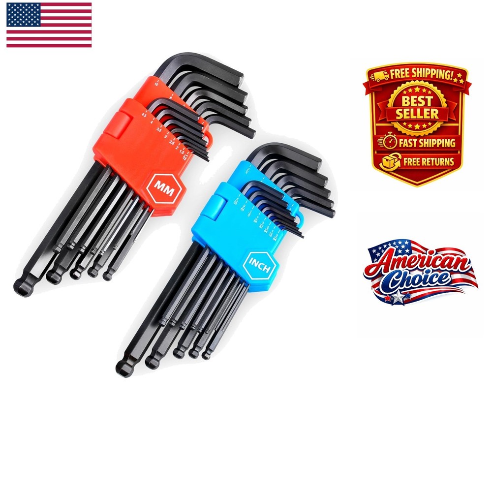 26-Piece Ball End Hex Key Wrench Set | Precise & Versatile Chrome Tools