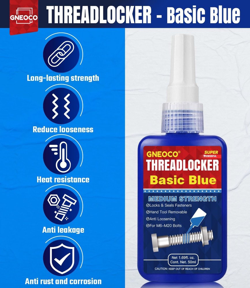 ThreadLocker Blue and Red, Thread Lock Medium High Strength Small,