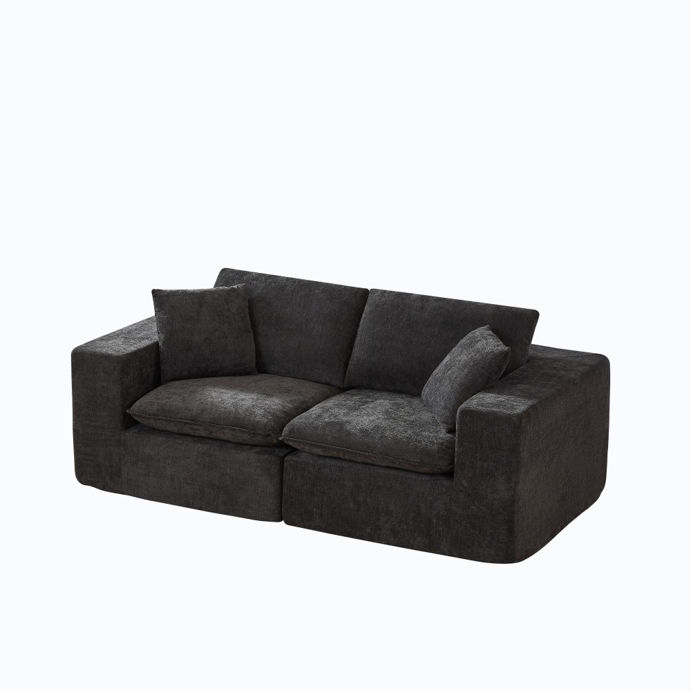 Modern Chenille Cloud Sofa w/ Comfortable Foam+Spring, Black