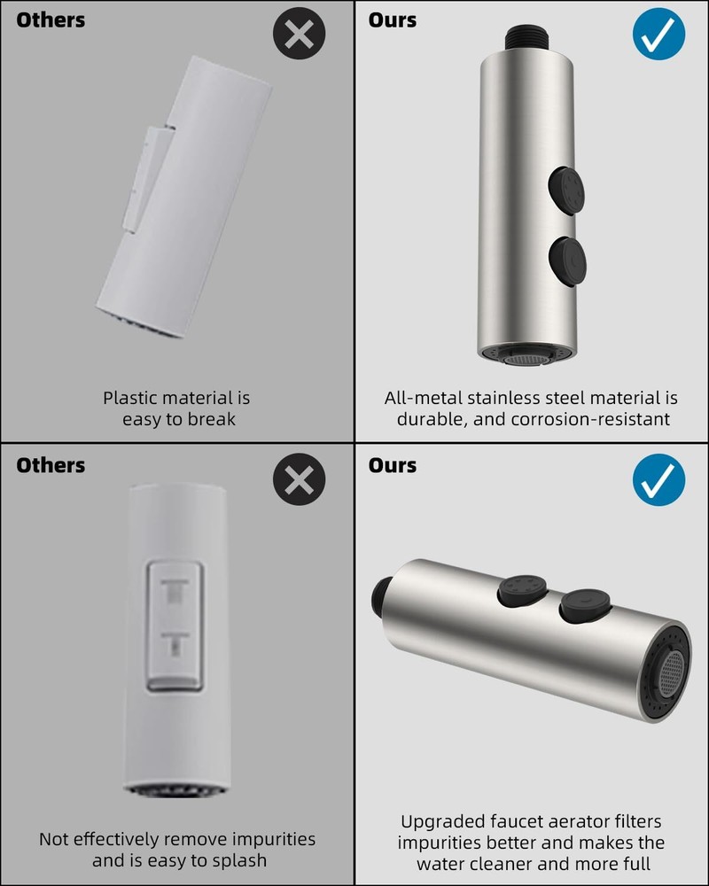 Pull Down Kitchen Faucet Head Replacement, 2 Function Pull Out Sink Spray Head